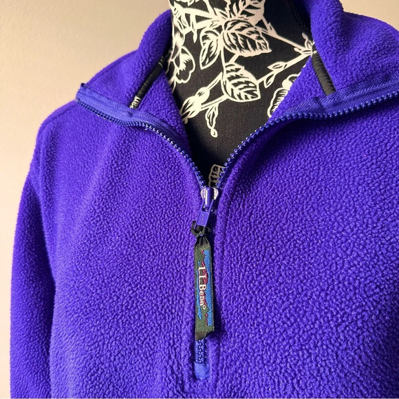 L.L. Bean Tops - Vintage LL Bean Fleece Long Sleeve 1/4 Zip Size Small Purple Pullover High Neck
